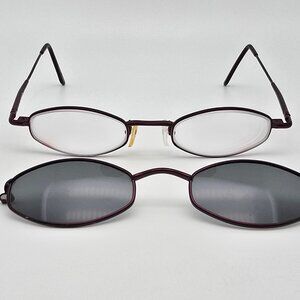 Magnetix MX3 Burgundy Eyeglasses Frame w/ Clip on Polarized Grey Lens Sunglasses
